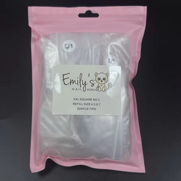 2XL Square No C Refill Size 4567 (600pcs Bag) - Clear Tips
