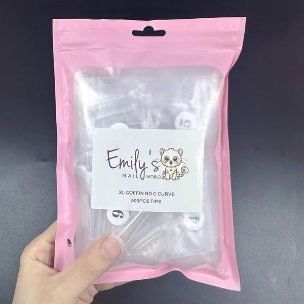 XL Coffin No C Curve (500pcs Bag) - Clear Tips