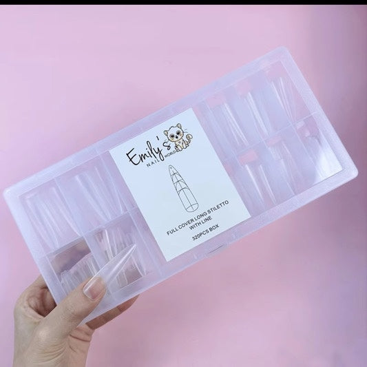 Full Cover Long Stiletto With Line (320pcs Box)