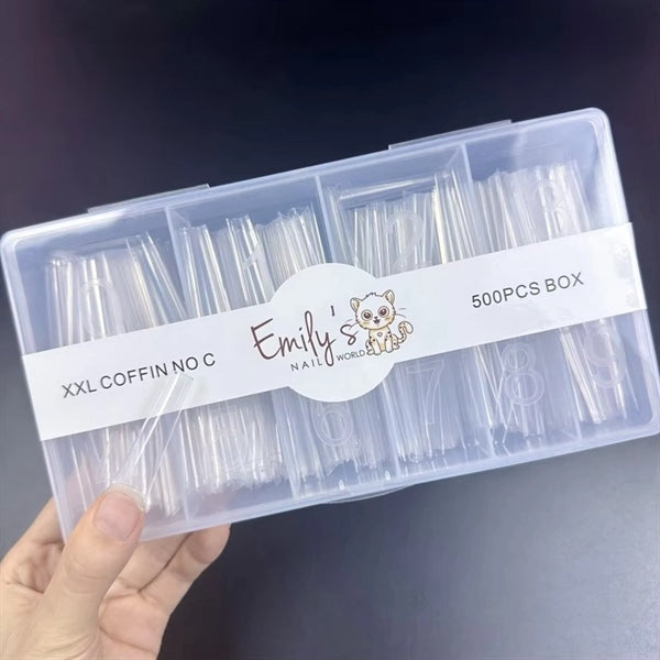 XXL Coffin No C (500pcs Box) - Clear Tips