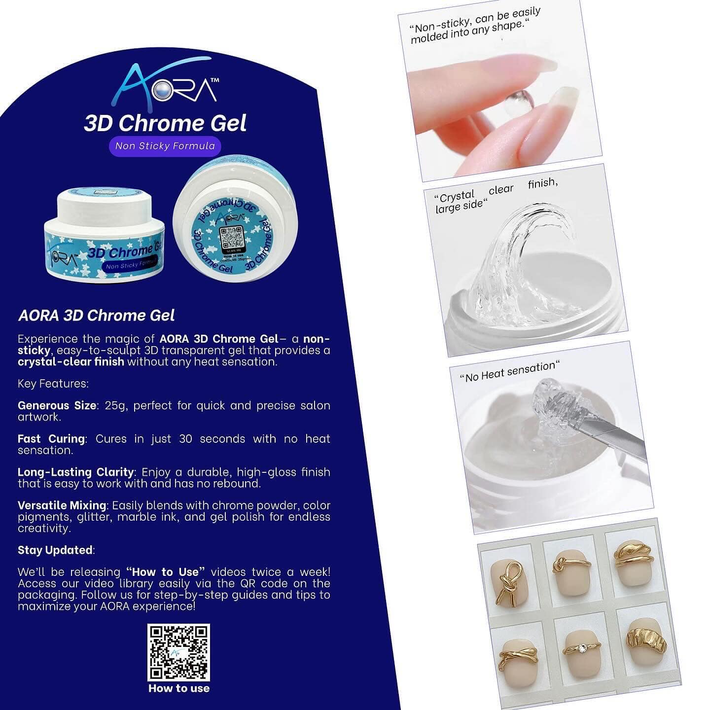 Aora 3D Chrome Gel - Non Sticky (+ set Pen 5pcs)
