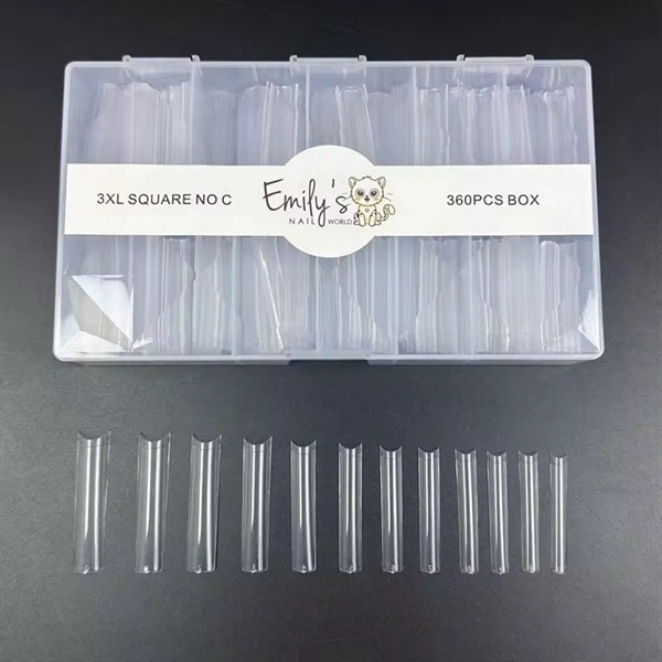 3XL Square No C (360pcs Box) - Clear Tips