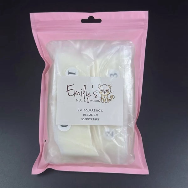 XXL Square No C 10 Size 0-9 (500pcs Bag) - Natural Tips