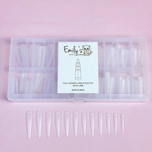 Full Cover Long Stiletto With Line (320pcs Box)