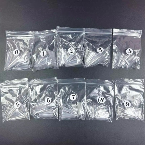 XXL Stiletto No C Size 0-9 (500pcs Bag) - Clear Tips