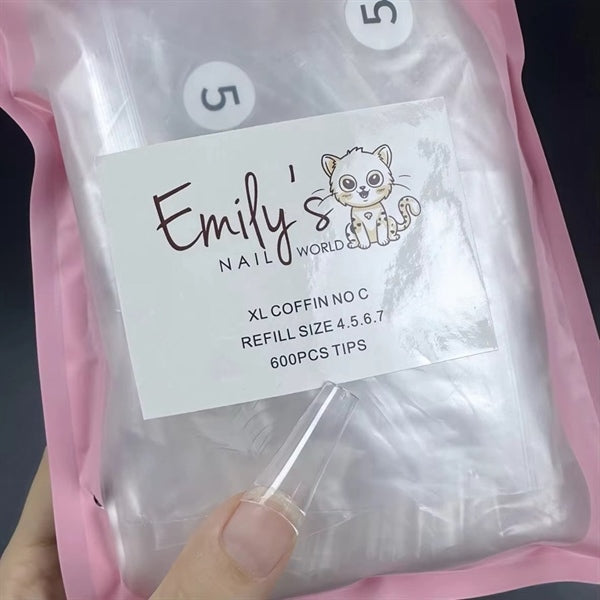 XL Coffin No C Refill Size 4567 (600pcs Bag) - Clear Tips