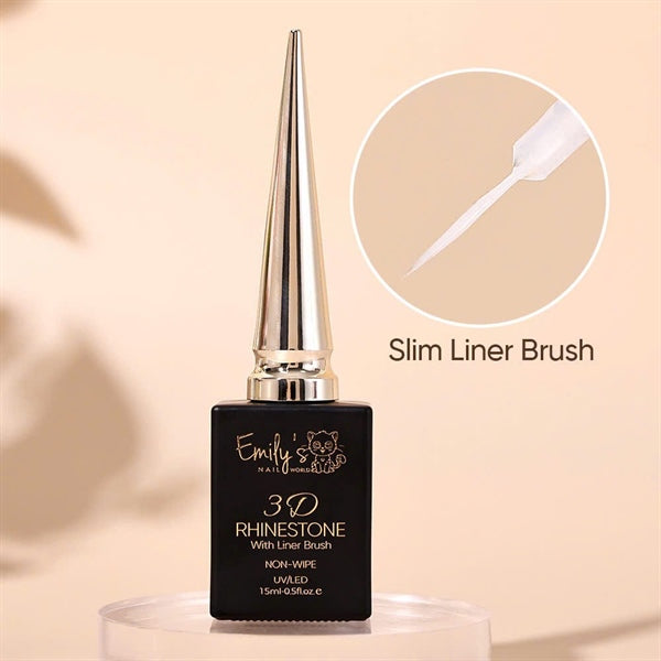 3D Rhinestone With Liner Brush (None Wipe) - 15ml