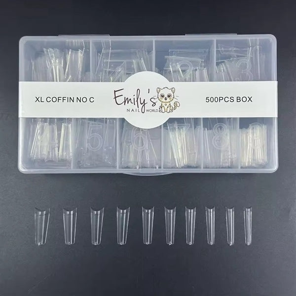 XL Coffin No C (500pcs Box) - Clear Tips