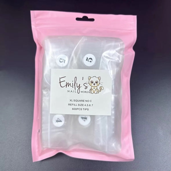 XL Square No C Refill Size 4567 (600pcs Bag) - Clear Tips
