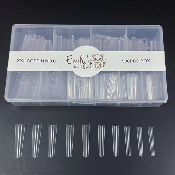 XXL Coffin No C (500pcs Box) - Clear Tips