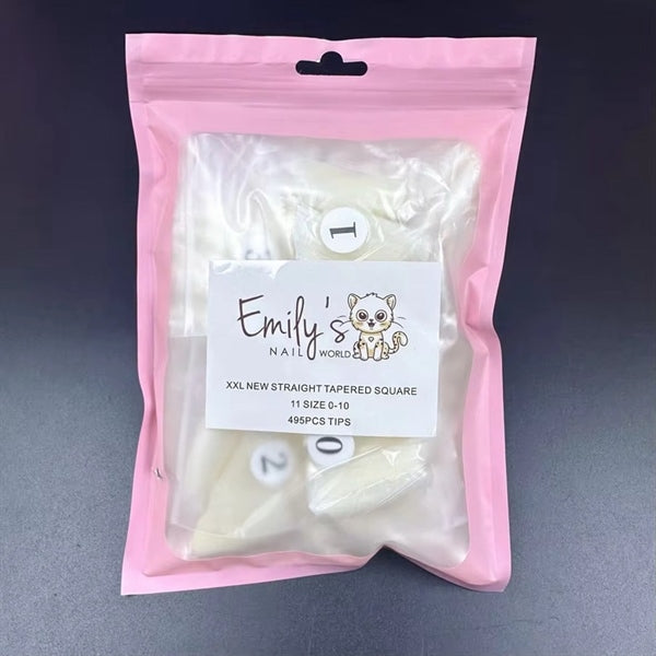 (50 Bags - Natural) XXL New Straight Tapered Square 11 Size 0-10 495pcs Tips