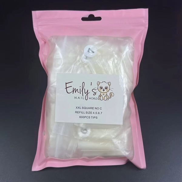 XXL Square No C Refill Size 4567 (600pcs Bag) - Natural Tips