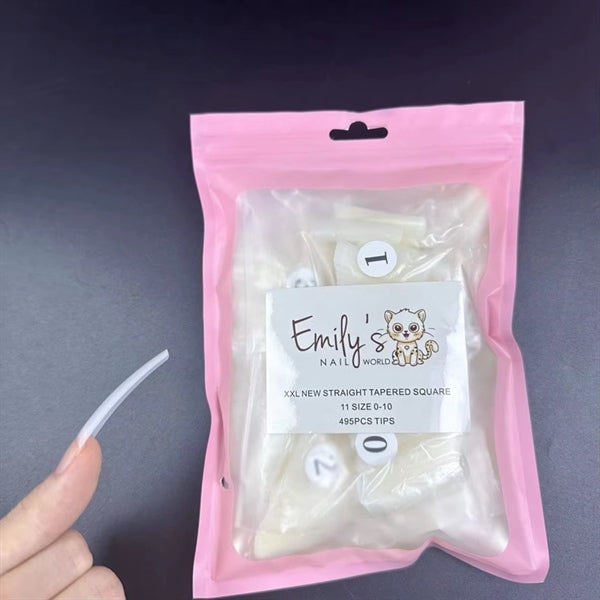 (1 Bag - Natural) XXL New Straight Tapered Square 11 Size 0-10 495pcs Tips
