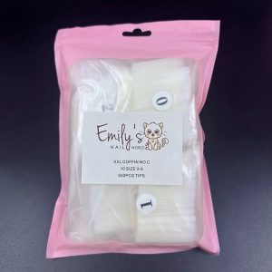 XXL Coffin No C 10 Size 0-9 (500pcs Bag) - Clear Tips