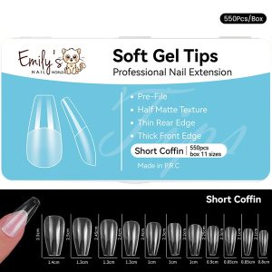 Soft Gel Nail Tips (550pcs/box) - Short Coffin