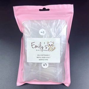 XXL Coffin No C Refill Size 4567 (600pcs Bag) - Clear Tips